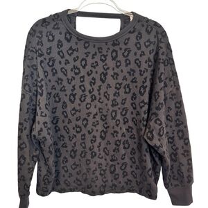 Z Supply Flocked Open Back Leopard Sweatshirt (See Measurements)